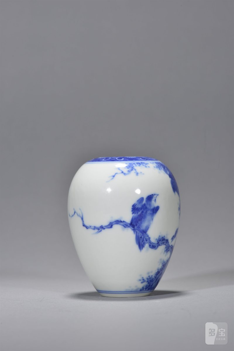 清光绪 青花花鸟纹水盂 - 图4
